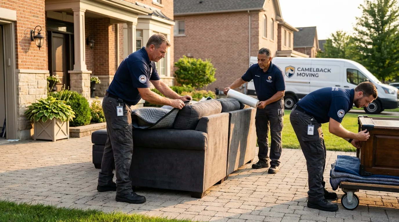 Large estate moving crew wrapping furniture in Macedon, NY